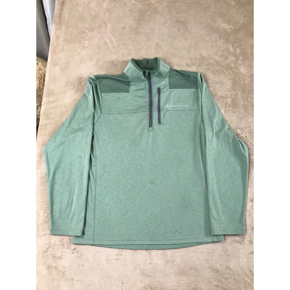 Vineyard Vines Mens OTG Shep Shirt size M Green Quarter Zip Pullover 1k001366